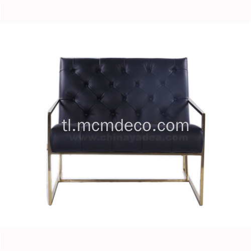 Manipis na Frame na Tufted Leather Lounge Chair